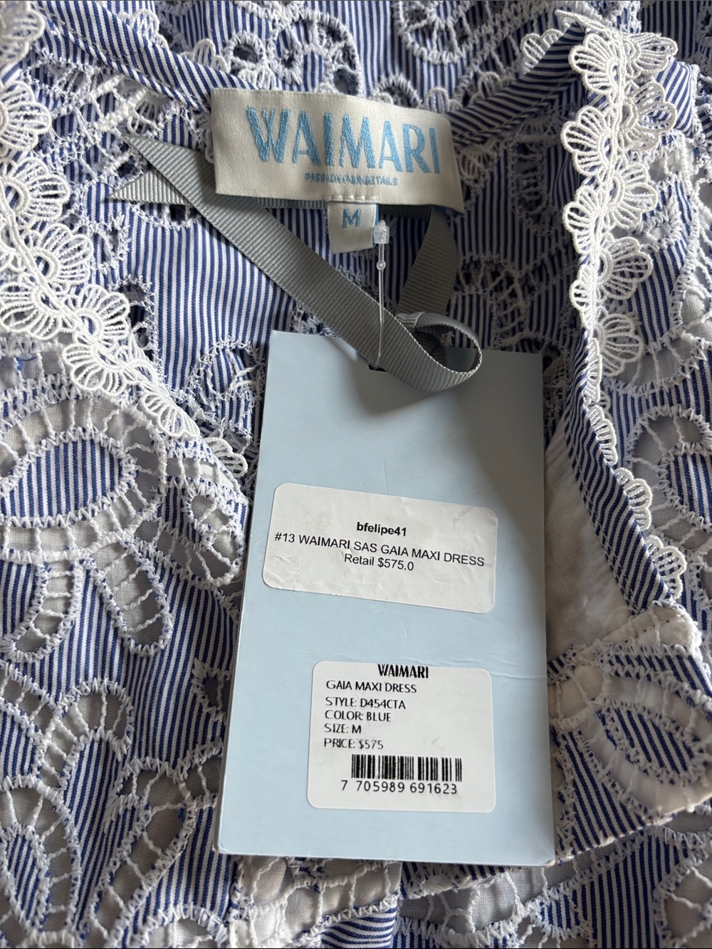 Waimari Gaia Lace Embroidered Luxury
Resort Wear Maxi Dress Blue Size M NWT - Picture 9 of 11